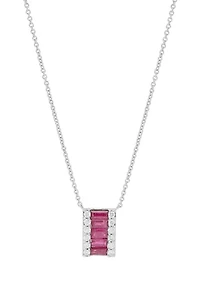 1/6 ct. t.w. Diamond and Ruby Necklace in 10K White Gold