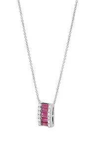 1/6 ct. t.w. Diamond and Ruby Necklace in 10K White Gold