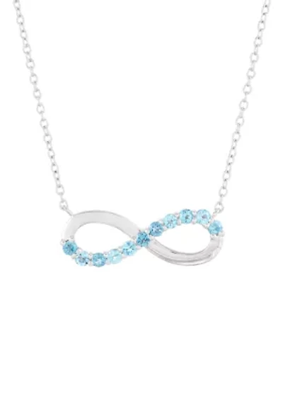 Blue Topaz Infinity Necklace in Sterling Silver