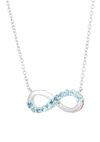 Blue Topaz Infinity Necklace in Sterling Silver