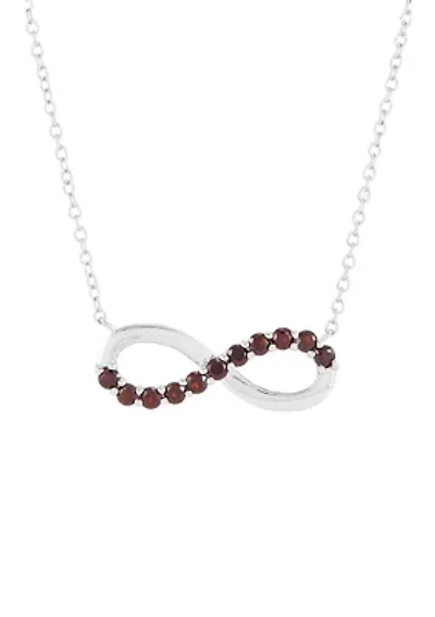 Garnet Infinity Necklace in Sterling Silver