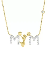Lab Grown White Sapphire Sport Theme Mom Necklace in Gold Over Sterling Silver