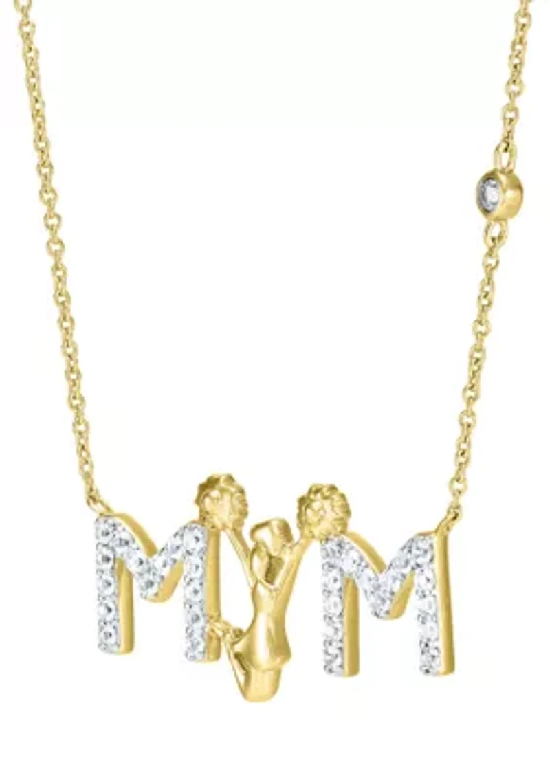 Lab Grown White Sapphire Sport Theme Mom Necklace in Gold Over Sterling Silver