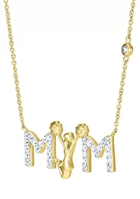 Lab Grown White Sapphire Sport Theme Mom Necklace in Gold Over Sterling Silver