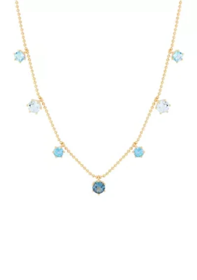 Multi Blue Topaz Necklace in Gold Over Silver