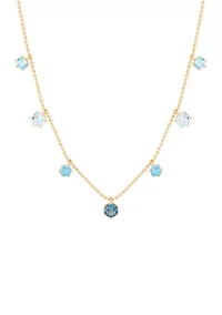 Multi Blue Topaz Necklace in Gold Over Silver