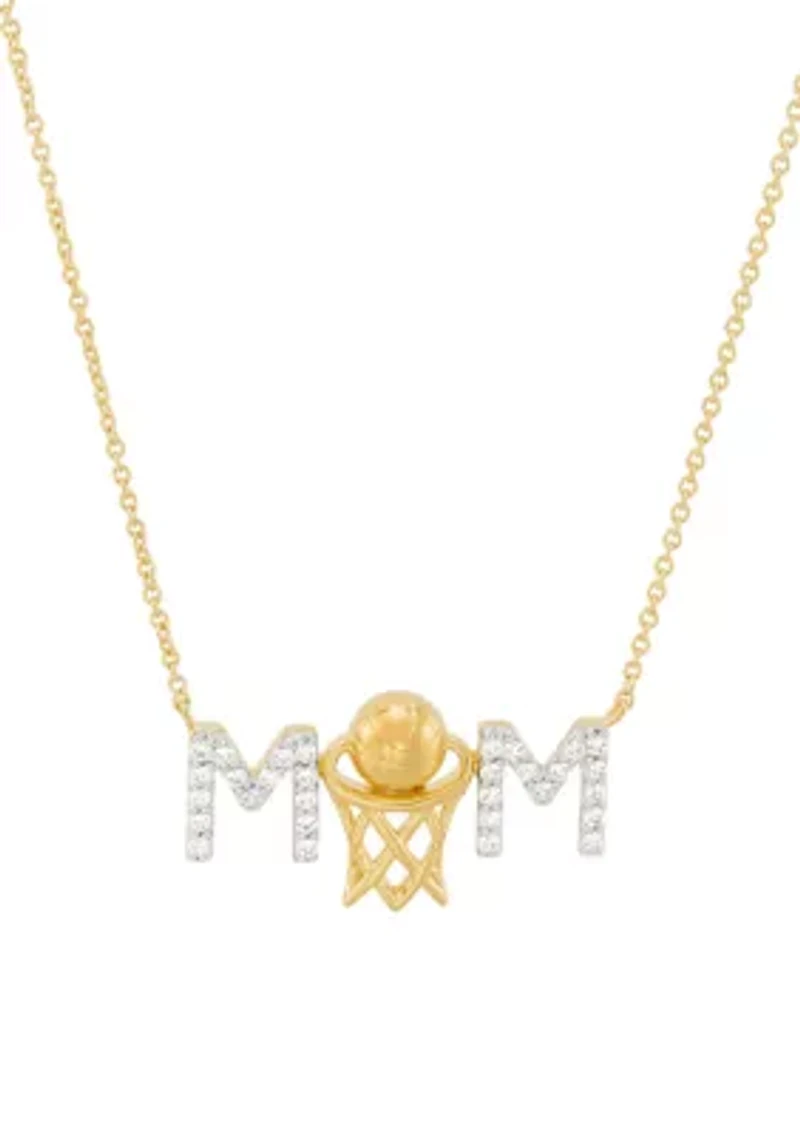 Lab Created Created White Sapphire Mom Necklace in Sterling Silver