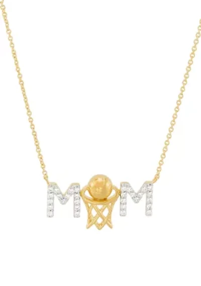 Lab Created Created White Sapphire Mom Necklace in Sterling Silver