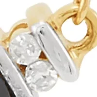Three Stone Onyx and Diamond Accent Necklace in 10K Yellow Gold