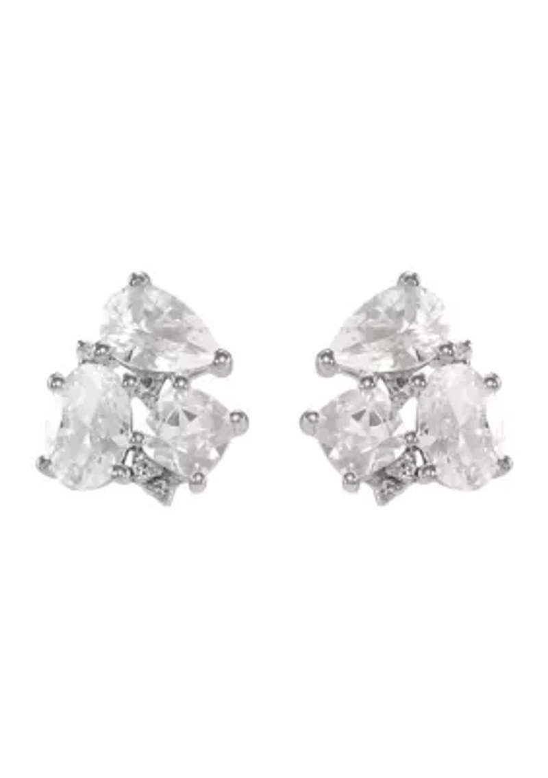 Lab Grown White Sapphire Stud Earrings in Sterling Silver