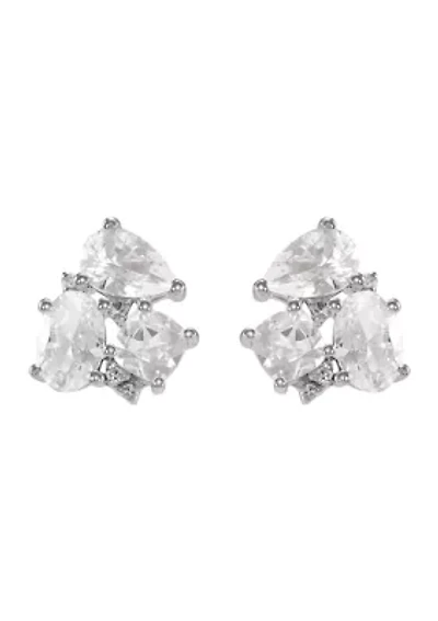 Lab Grown White Sapphire Stud Earrings in Sterling Silver