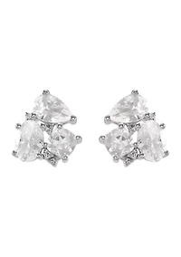 Lab Grown White Sapphire Stud Earrings in Sterling Silver