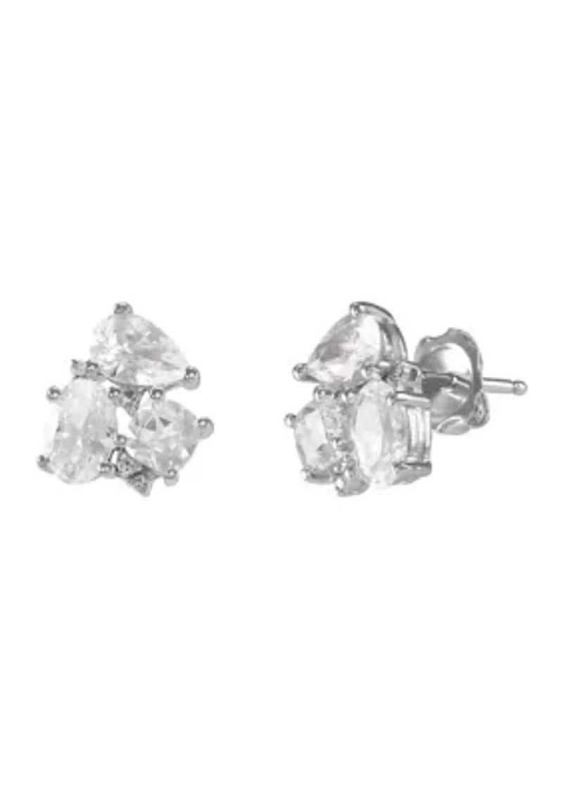 Lab Grown White Sapphire Stud Earrings in Sterling Silver