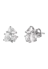 Lab Grown White Sapphire Stud Earrings in Sterling Silver