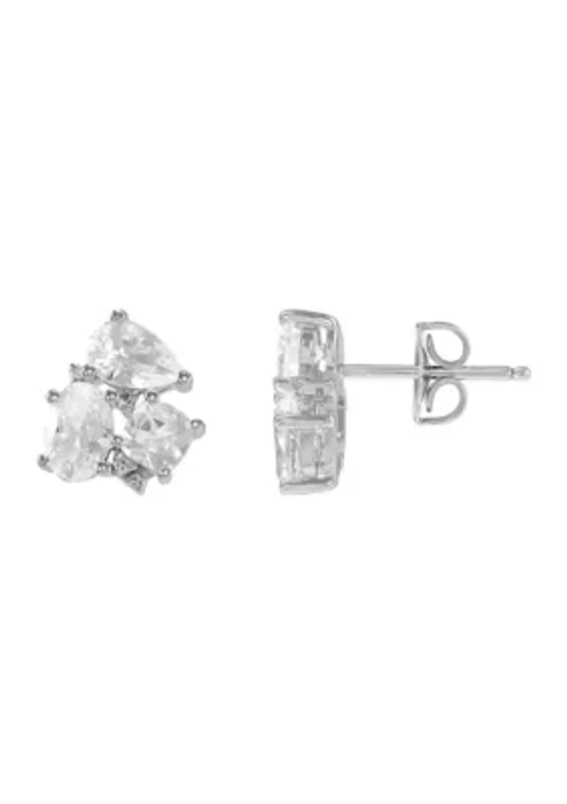 Lab Grown White Sapphire Stud Earrings in Sterling Silver