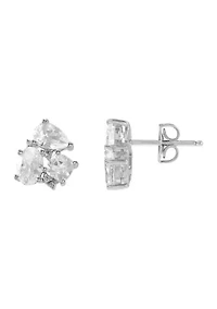 Lab Grown White Sapphire Stud Earrings in Sterling Silver