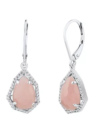 Guava Quartz and White Topaz Earrings in Sterling Silver