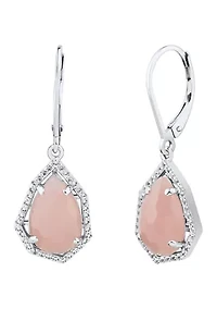 Guava Quartz and White Topaz Earrings in Sterling Silver