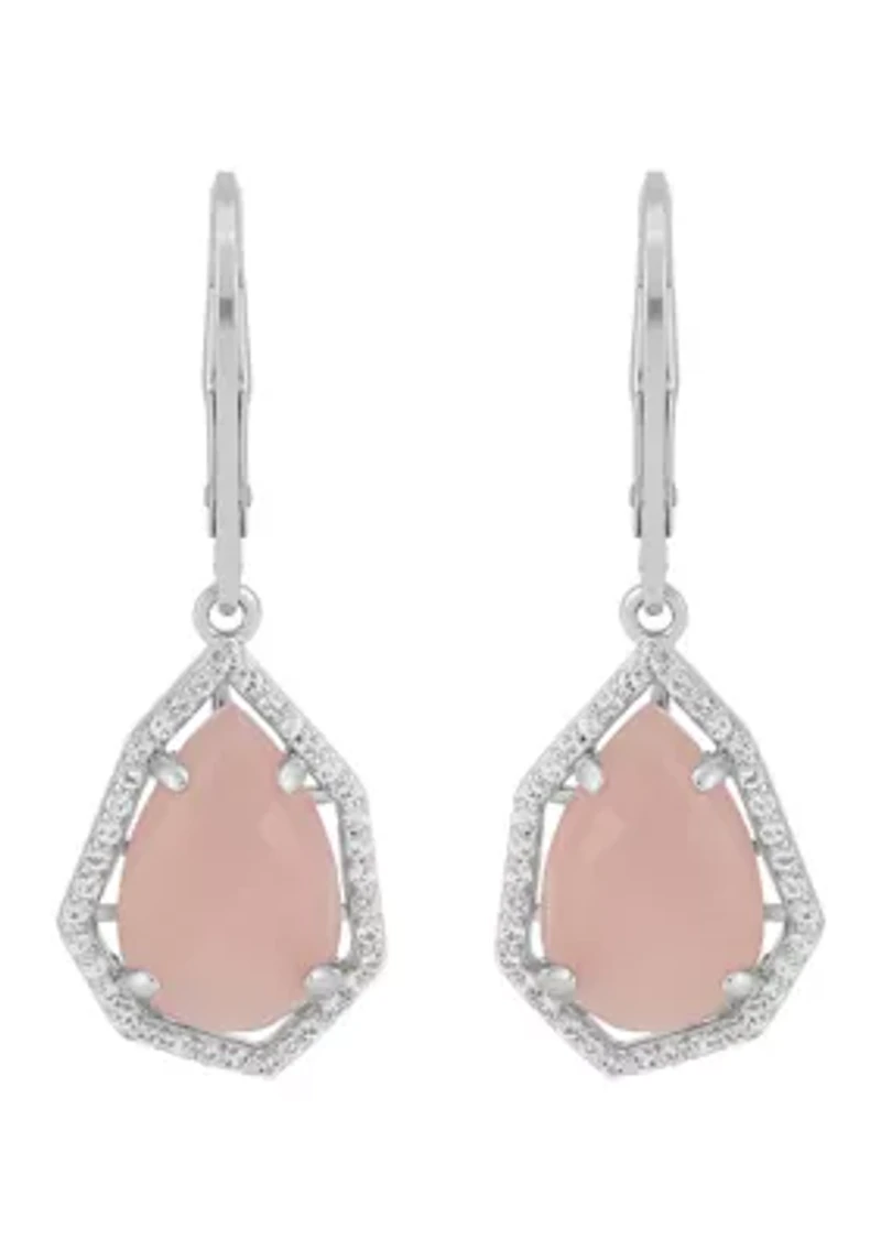 Guava Quartz and White Topaz Earrings in Sterling Silver