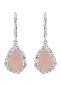 Guava Quartz and White Topaz Earrings in Sterling Silver