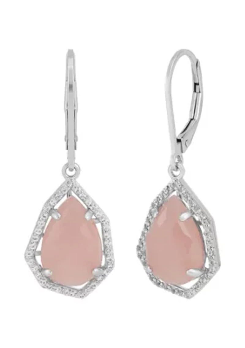 Guava Quartz and White Topaz Earrings in Sterling Silver