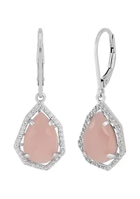 Guava Quartz and White Topaz Earrings in Sterling Silver