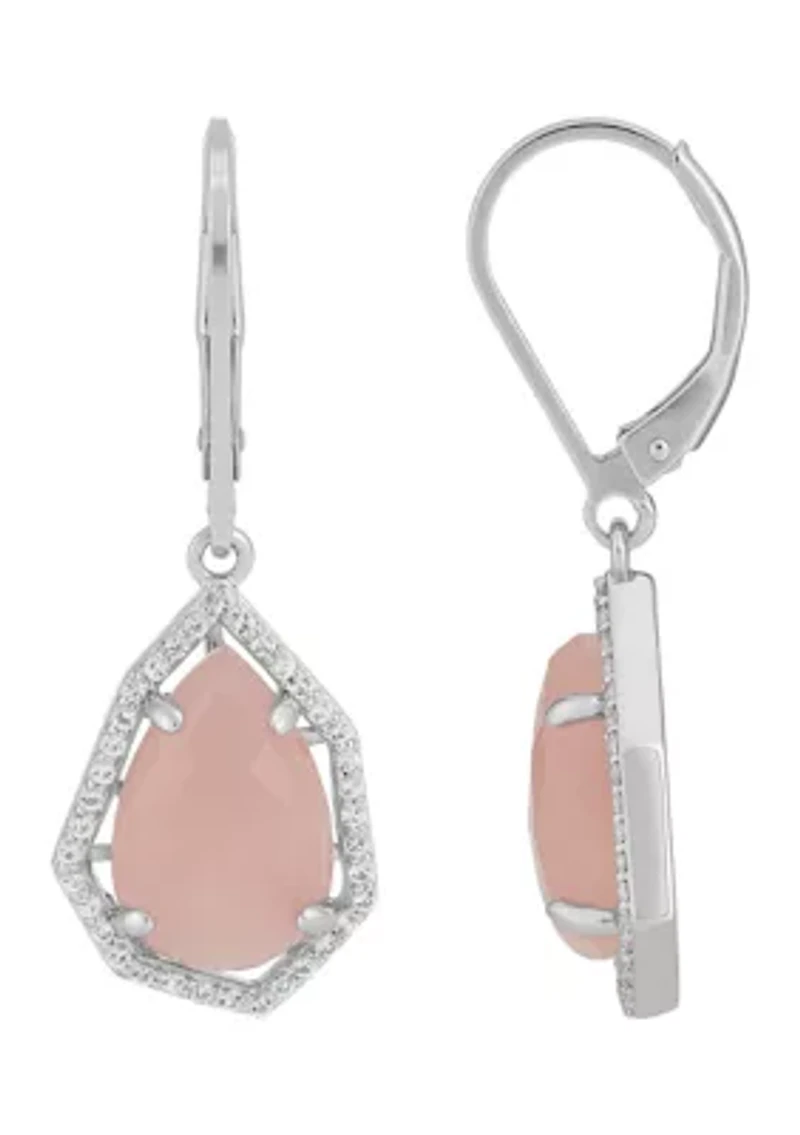 Guava Quartz and White Topaz Earrings in Sterling Silver
