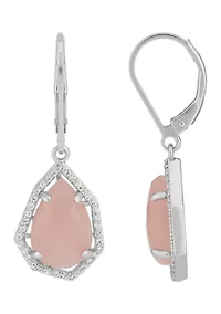 Guava Quartz and White Topaz Earrings in Sterling Silver