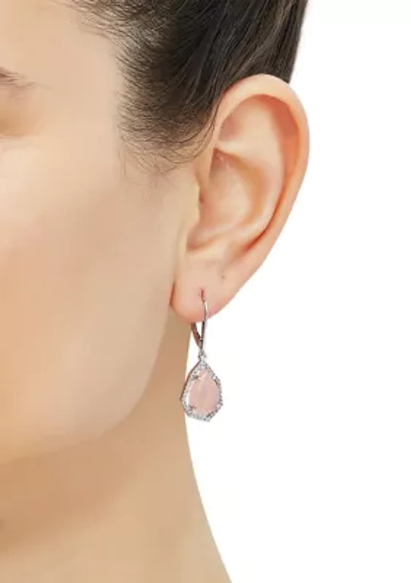 Guava Quartz and White Topaz Earrings in Sterling Silver