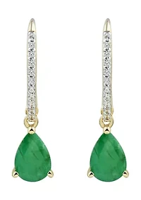 1/10 ct. t.w. Diamond and Emerald Earrings in 14K Yellow Gold