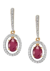 Ruby and 1/4 ct. t.w. Diamond Dangle Earrings in 10K Yellow Gold
