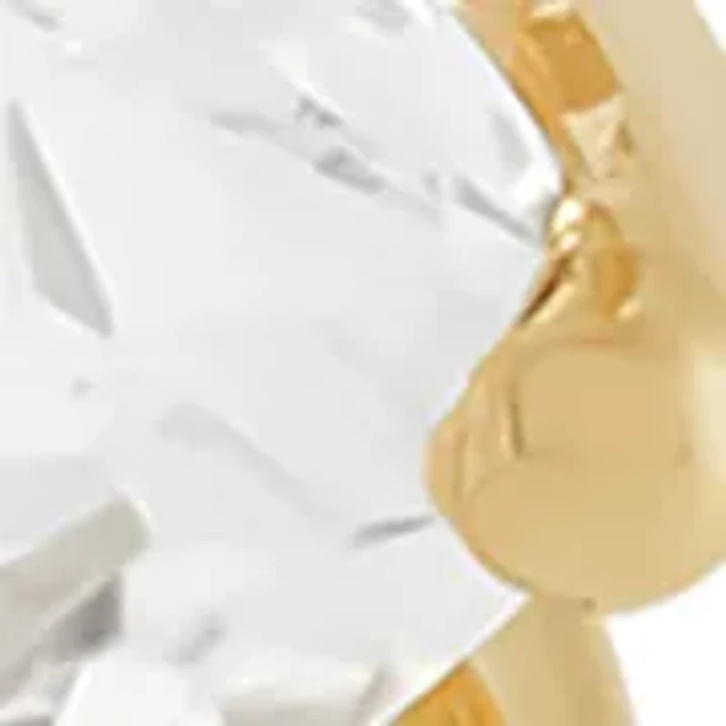 Lab Grown White Sapphire Hoop Earrings in Gold Over Silver