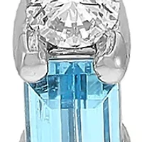 Diamond Accent and Swiss Blue Topaz Hoop Earrings in 14K White Gold