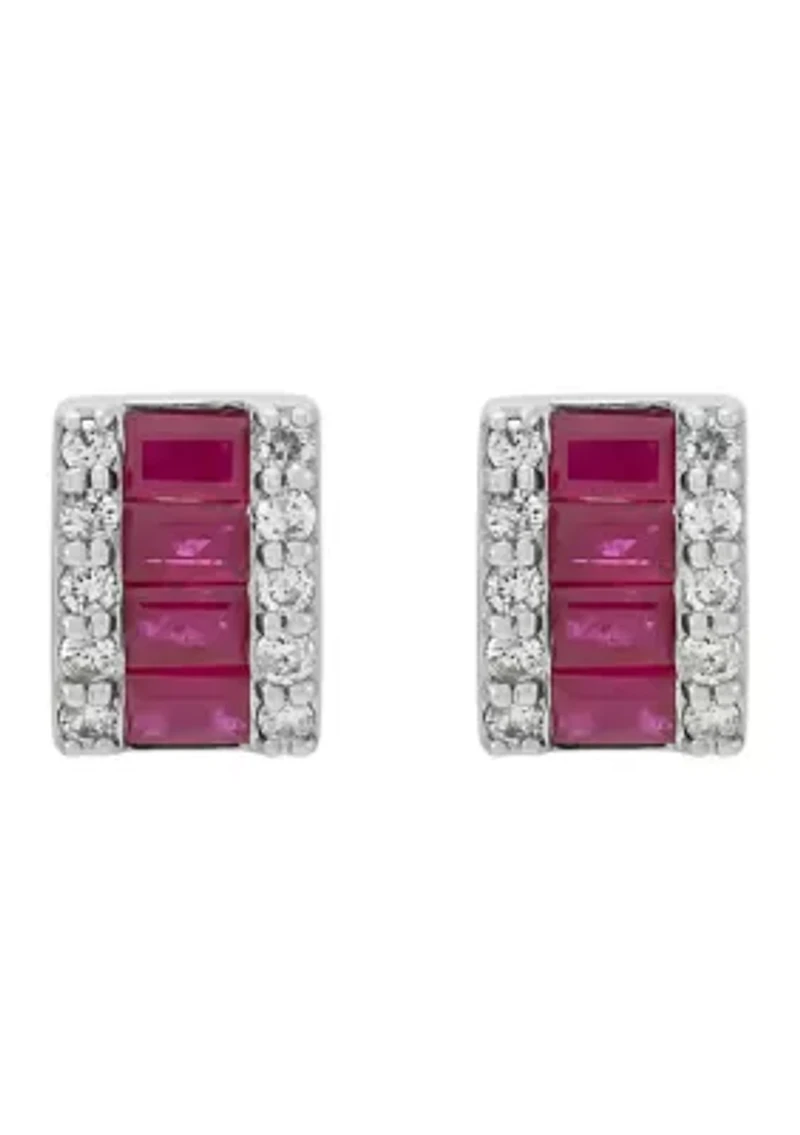 1/5 ct. t.w. Diamond and Ruby Earrings in 10K White Gold