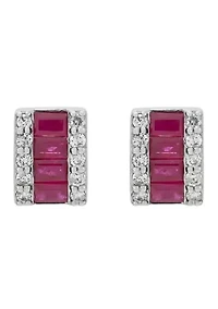 1/5 ct. t.w. Diamond and Ruby Earrings in 10K White Gold