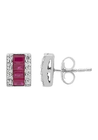 1/5 ct. t.w. Diamond and Ruby Earrings in 10K White Gold