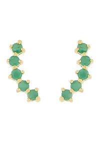 Emerald Climner Earrings in 14K Yellow Gold