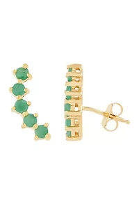 Emerald Climner Earrings in 14K Yellow Gold