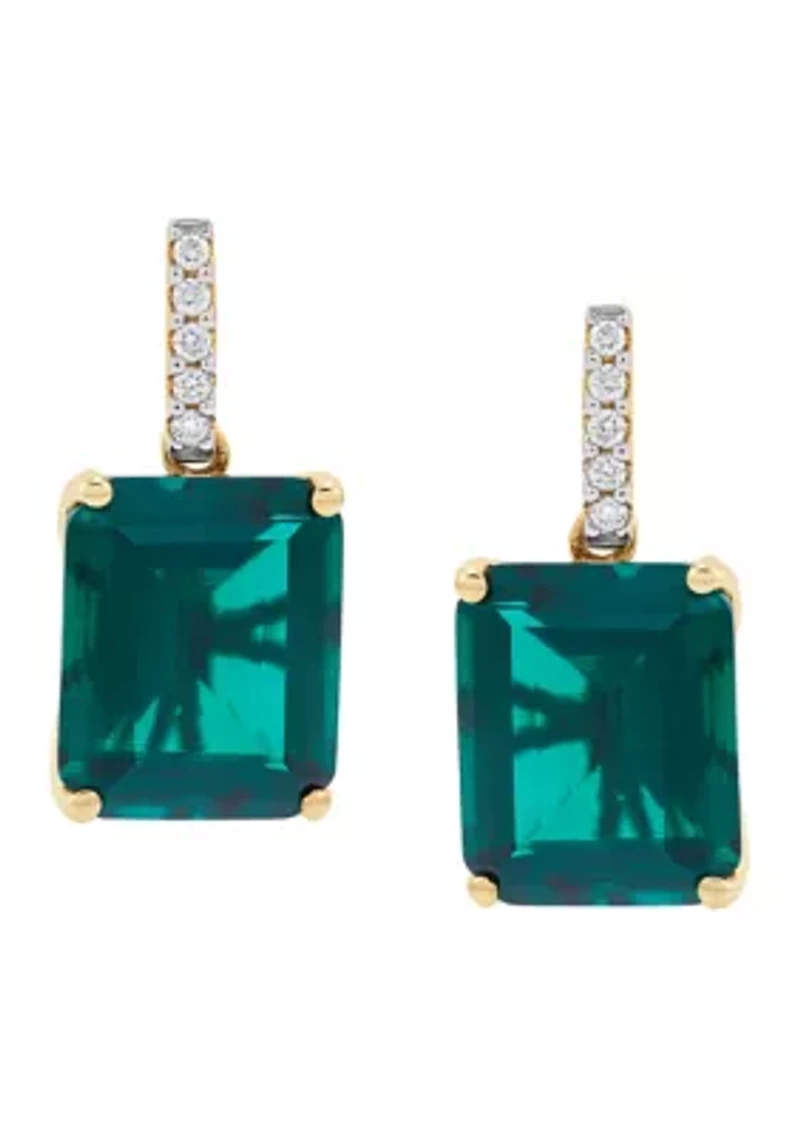 Emerald Drop Earrings in 14K Yellow Gold