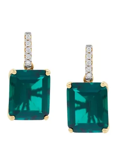 Emerald Drop Earrings in 14K Yellow Gold