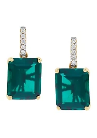 Emerald Drop Earrings in 14K Yellow Gold