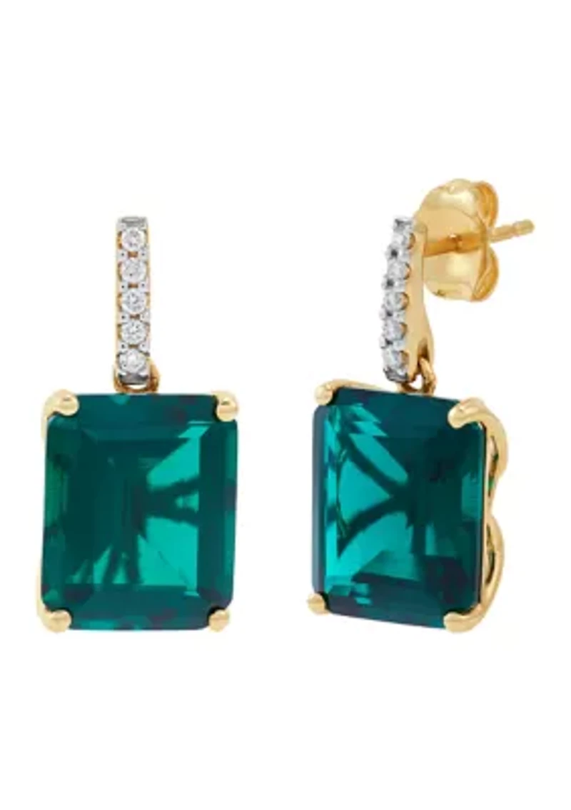 Emerald Drop Earrings in 14K Yellow Gold
