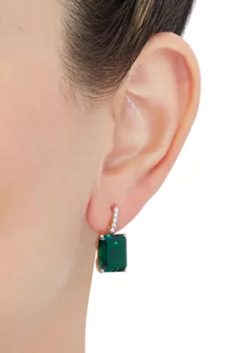 Emerald Drop Earrings in 14K Yellow Gold