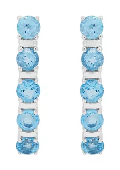 Blue Topaz Hoop Earrings in Sterling Silver