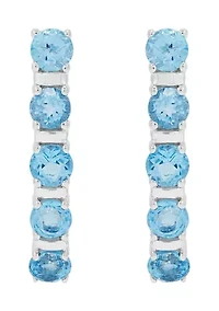 Blue Topaz Hoop Earrings in Sterling Silver