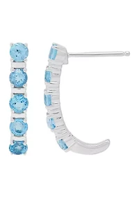 Blue Topaz Hoop Earrings in Sterling Silver