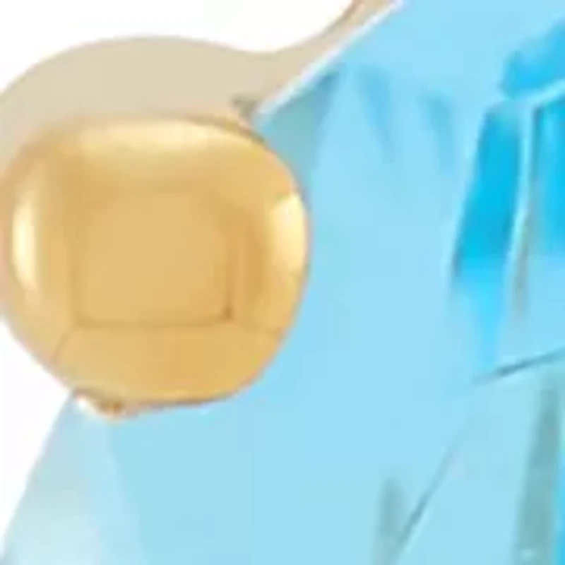 Swiss Blue Topaz and Lab Grown White Sapphire Earring in 10K Yellow Gold