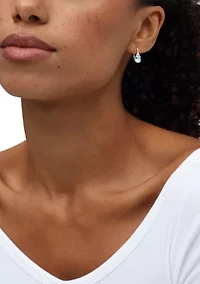 Swiss Blue Topaz and Lab Grown White Sapphire Earring in 10K Yellow Gold