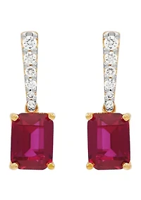 Lab Created Ruby and 1/2 ct. t.w. Lab Created Diamond Earrings in 10K Yellow Gold