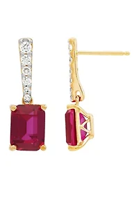 Lab Created Ruby and 1/2 ct. t.w. Lab Created Diamond Earrings in 10K Yellow Gold